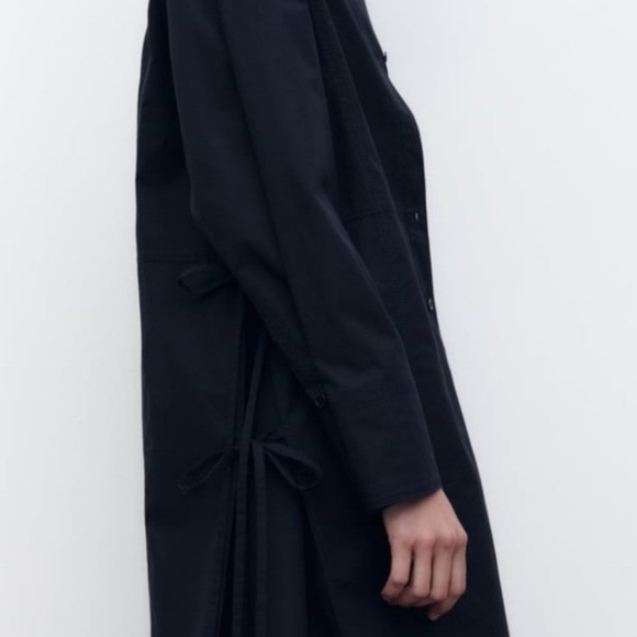 NWT Zara Navy Voluminous Poplin Dress Sz XXL - Picture 3 of 11